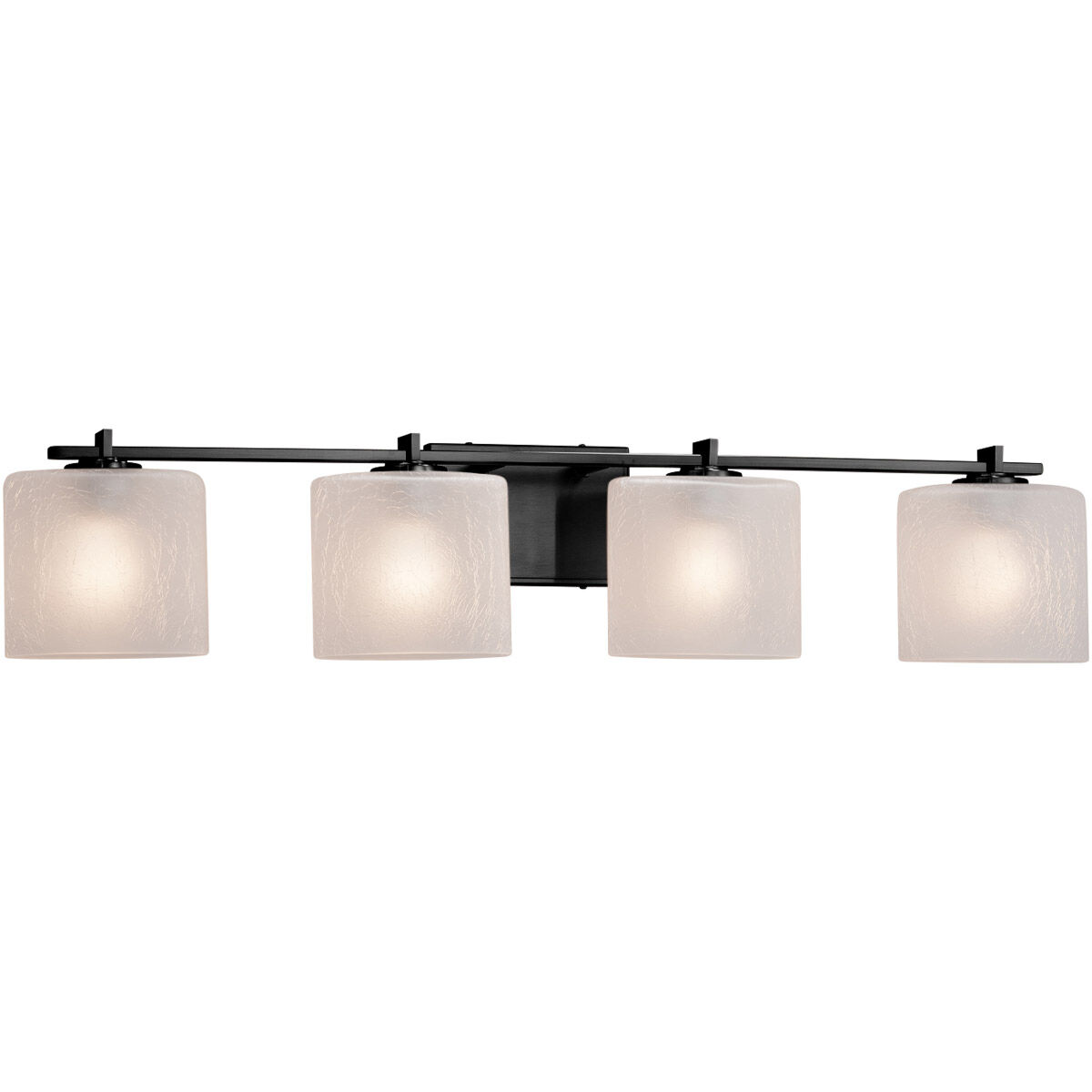 Fusion 4 Light 34 inch Matte Black Bath Bar Wall Light in Oval, Incandescent, Frosted Crackle Fusion