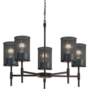 Wire Mesh 5 Light 24 inch Matte Black Chandelier Ceiling Light in Square with Flat Rim
