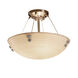 Porcelina 3 Light 21 inch Brushed Nickel Semi Flush Ceiling Light in 3000 Lm LED, Pair of Square with Points, Waves, Square Bowl