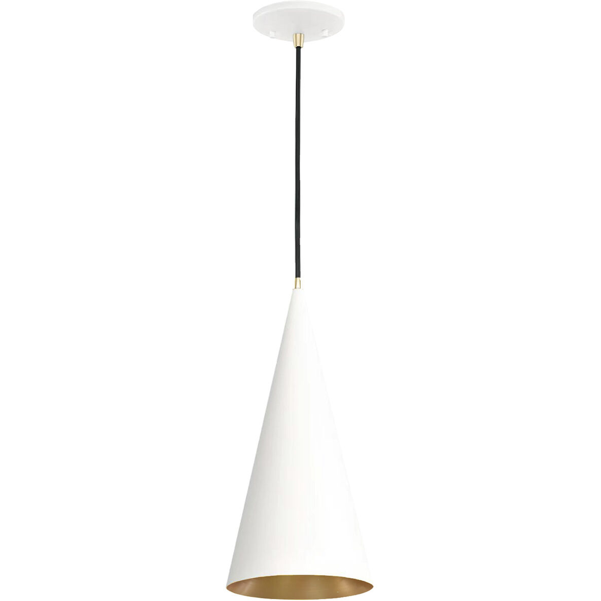 Conos Family 1 Light 7 inch Matte White with Champagne Gold Interior Pendant Ceiling Light