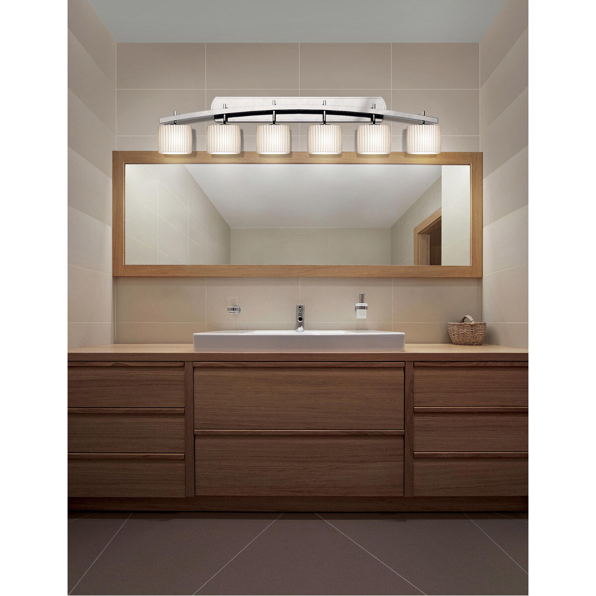 Limoges Bath Bar Wall Light in 4200 Lm LED, Matte Black, Pleats, Oval, Archway