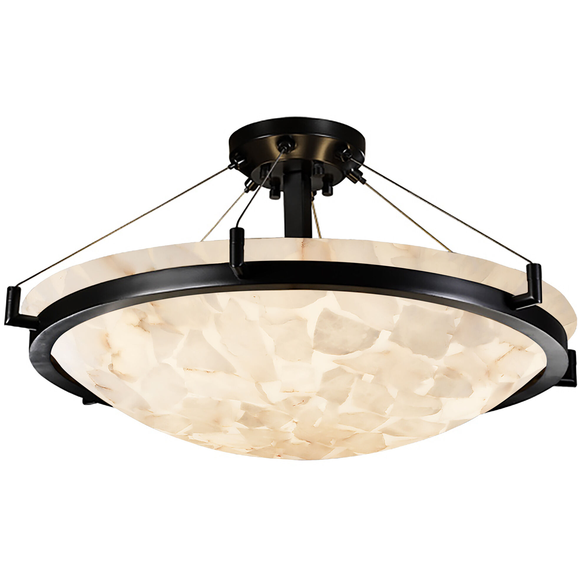 Alabaster Rocks LED 27 inch Matte Black Semi-Flush Ceiling Light in 5000 Lm LED
