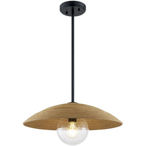 Rattan Collection 1 Light 18 inch Matte Black Pendant Ceiling Light, Caribe Family