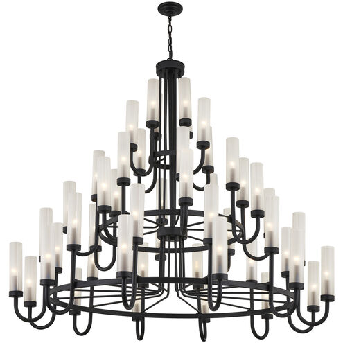 Anchor 48 Light 60.5 inch Matte Black and Clear Frosted Chandelier Ceiling Light
