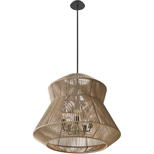 Eco LED 30 inch Matte Black Pendant Ceiling Light in Natural