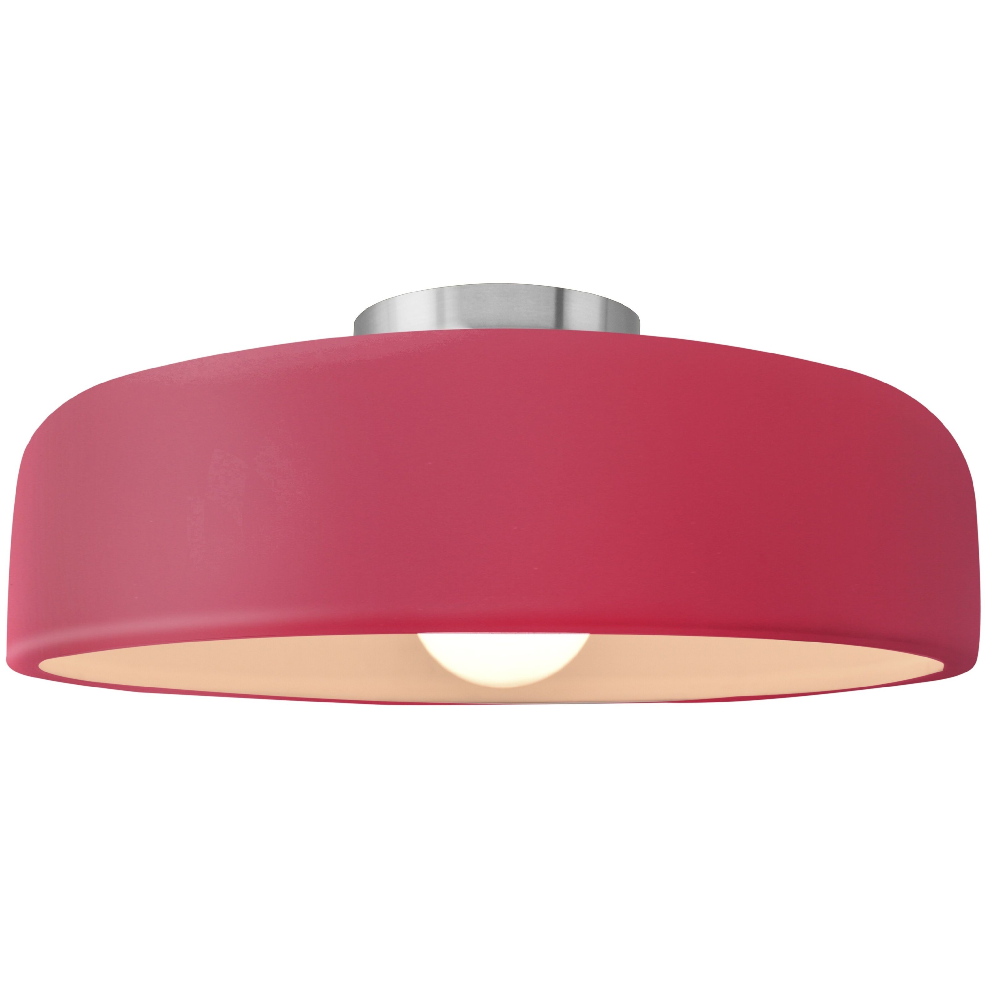 Radiance Collection - Spire LED 16 inch Cerise and Brushed Nickel Semi-Flush Ceiling Light in Dedicated LED, 16W x 6.5H, Form+Finish+Function