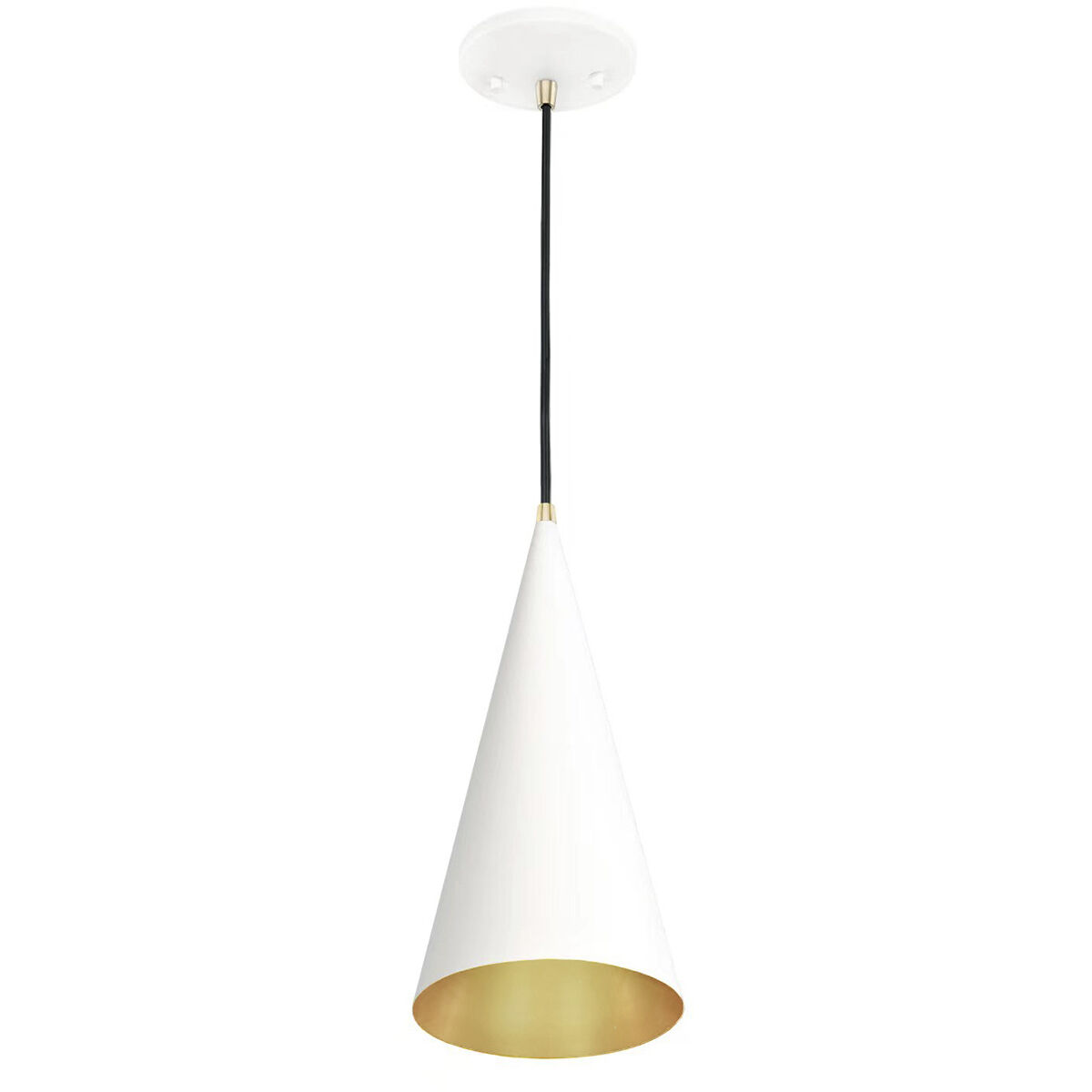 Conos Family 1 Light 7 inch Matte White with Champagne Gold Interior Pendant Ceiling Light