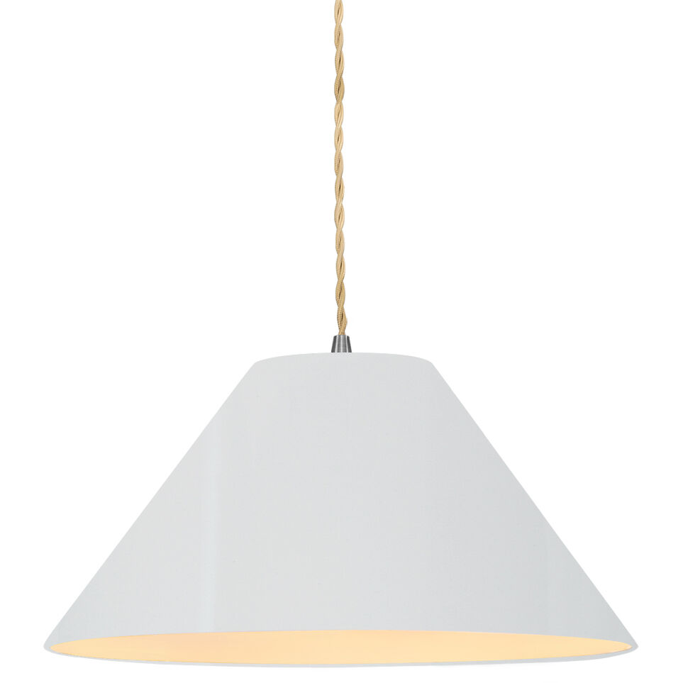 Radiance Collection - Avola Pendant Ceiling Light in Antique Brass, Replaceable Bulb, Beige Twist Cord, Gloss Black/Matte White, 11W x 5.5H, Form+Finish+Function