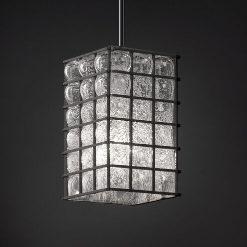 Oliver 1 Light 4 inch Matte Black Pendant Ceiling Light in Grid with Clear Bubbles