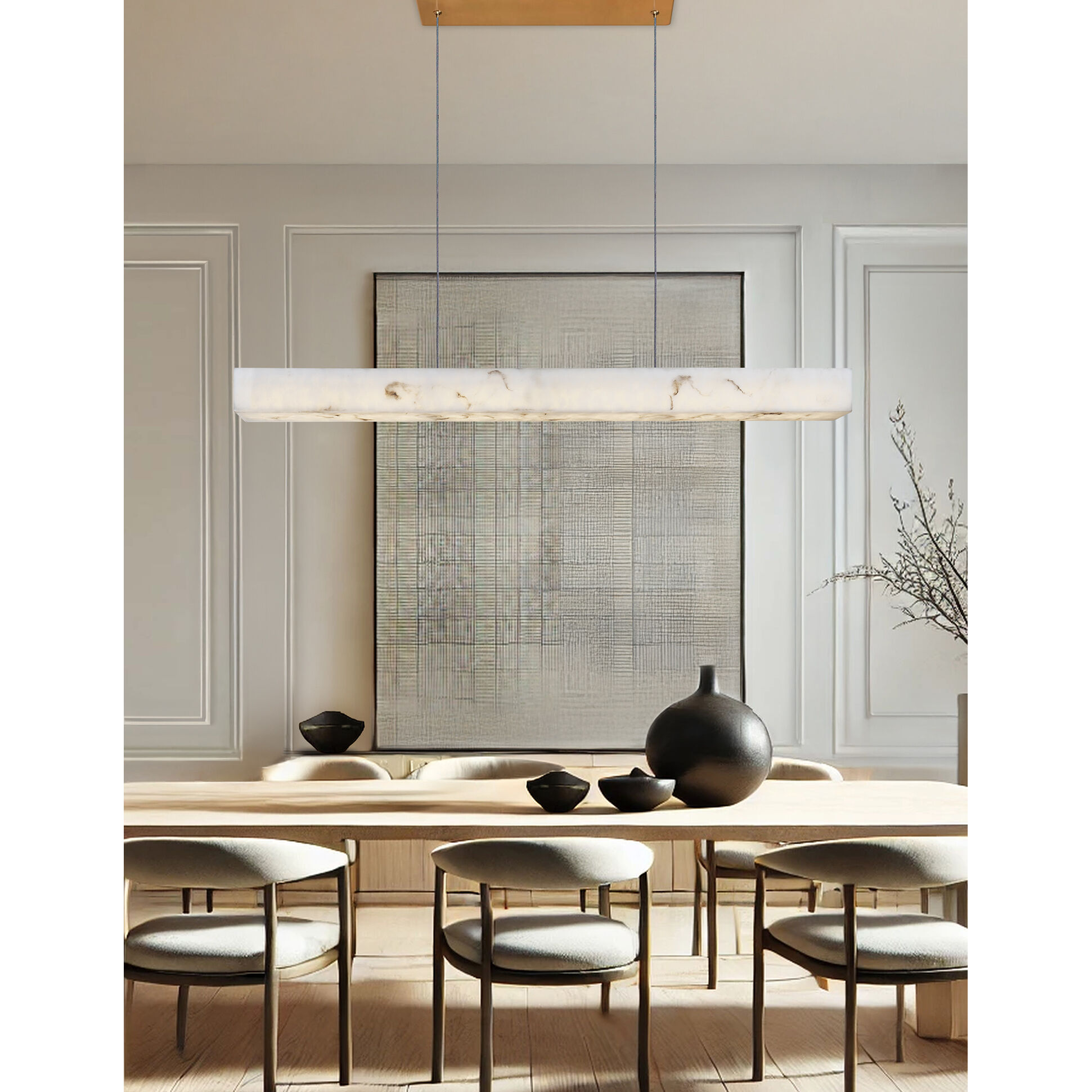 LumenAria - Medley Family LED 48 inch Brushed Brass Linear Pendant Ceiling Light in 3.5" D x 48" W x 3.5" H, EVOLV
