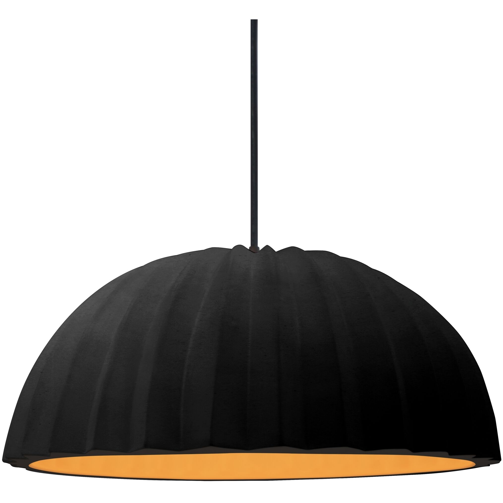 Radiance Collection - Pleated Dome Pendant Ceiling Light in Matte Black, Dedicated LED, Black Cord, Carbon Matte Black/Champagne Gold, Form+Finish+Function