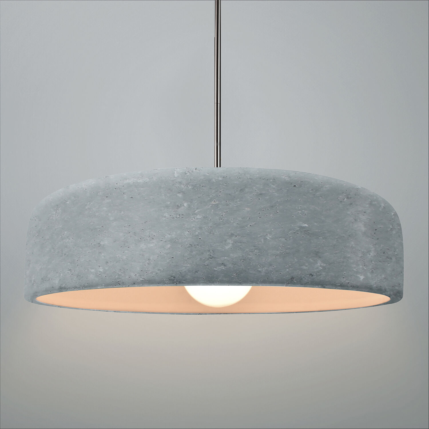 Radiance Collection - Spire Pendant Ceiling Light in Brushed Nickel, Dedicated LED, Rigid Stem, Concrete, 16W x 4.5H, Form+Finish+Function