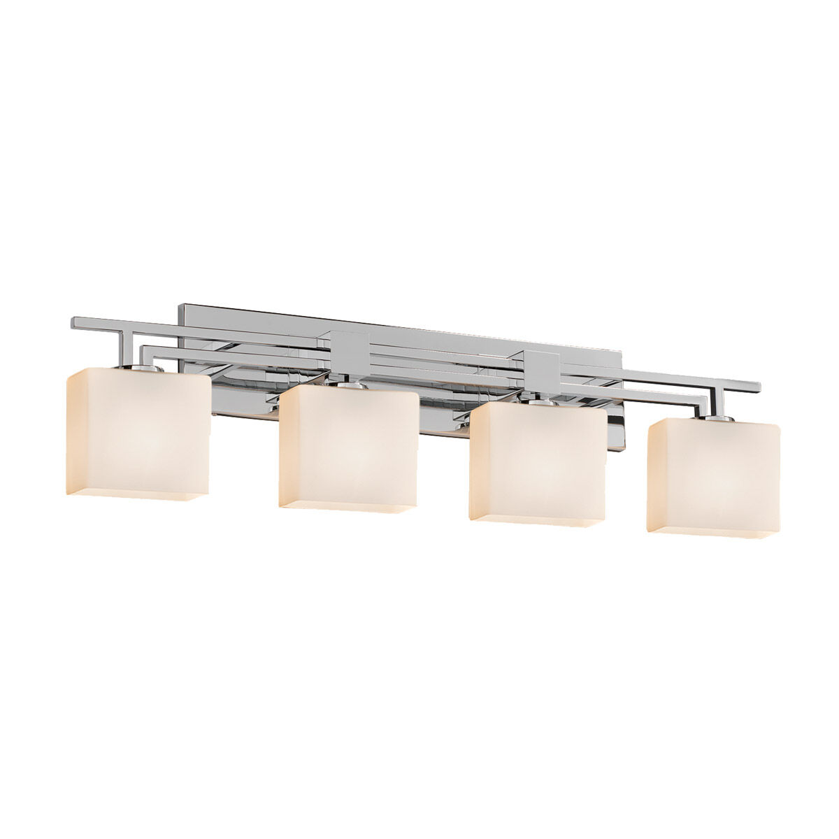 Justice Design FSN 8704 55 OPAL NCKL Fusion Aero 4 Light Bath Bar Brushed Nickel Incandescent