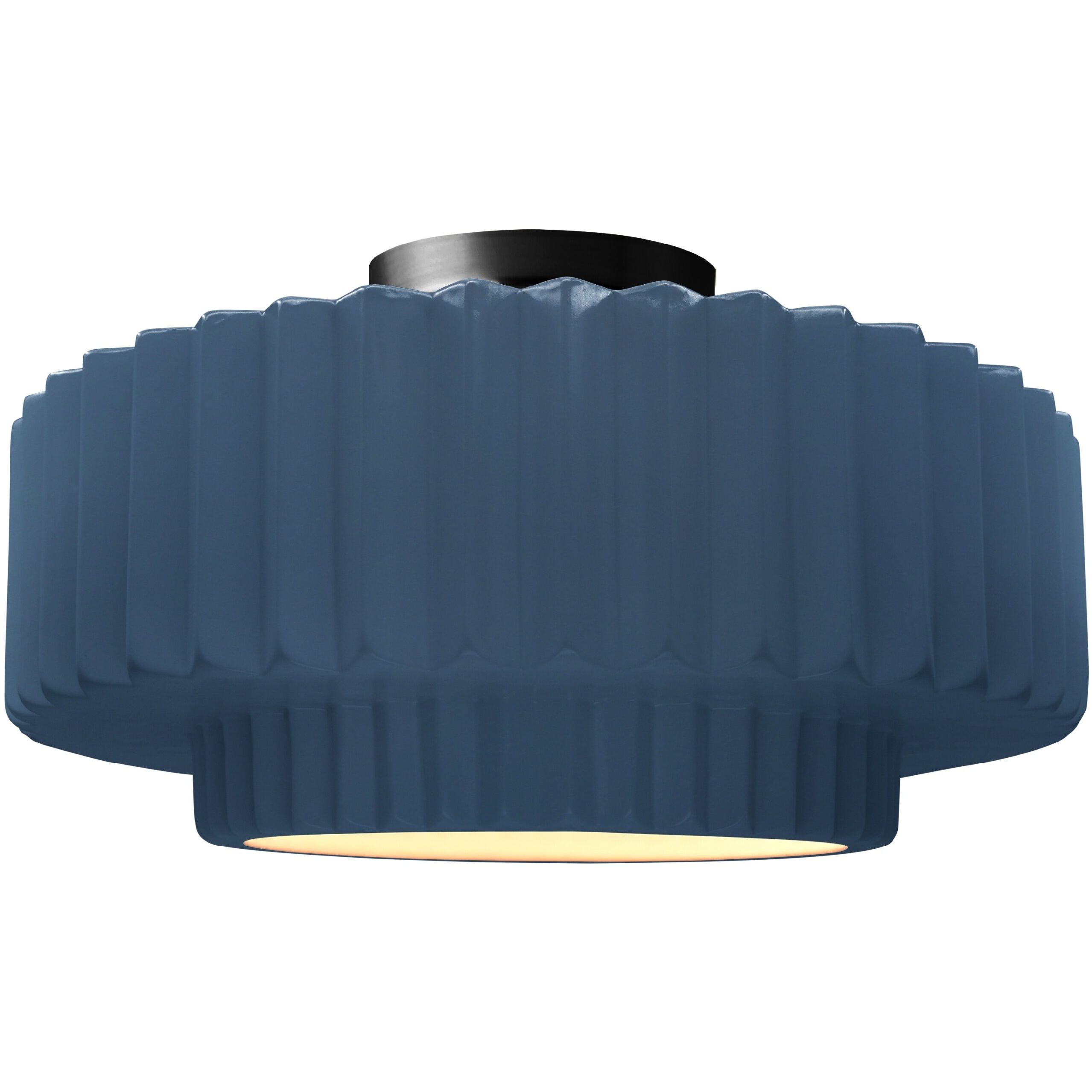 Radiance Collection - Pleated Tier 1 Light 14.5 inch Midnight Sky and Matte White and Matte Black Semi-Flush Ceiling Light in Replaceable Bulb, Midnight Sky/Matte White, 14.5W x 7.25H, Form+Finish+Function
