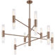 Fusion Collection - Rimini Family 16 Light 45 inch Brushed Brass and Clear Ribbed Chandelier Ceiling Light in 45" D x 45" W x 26.25" H, EVOLV