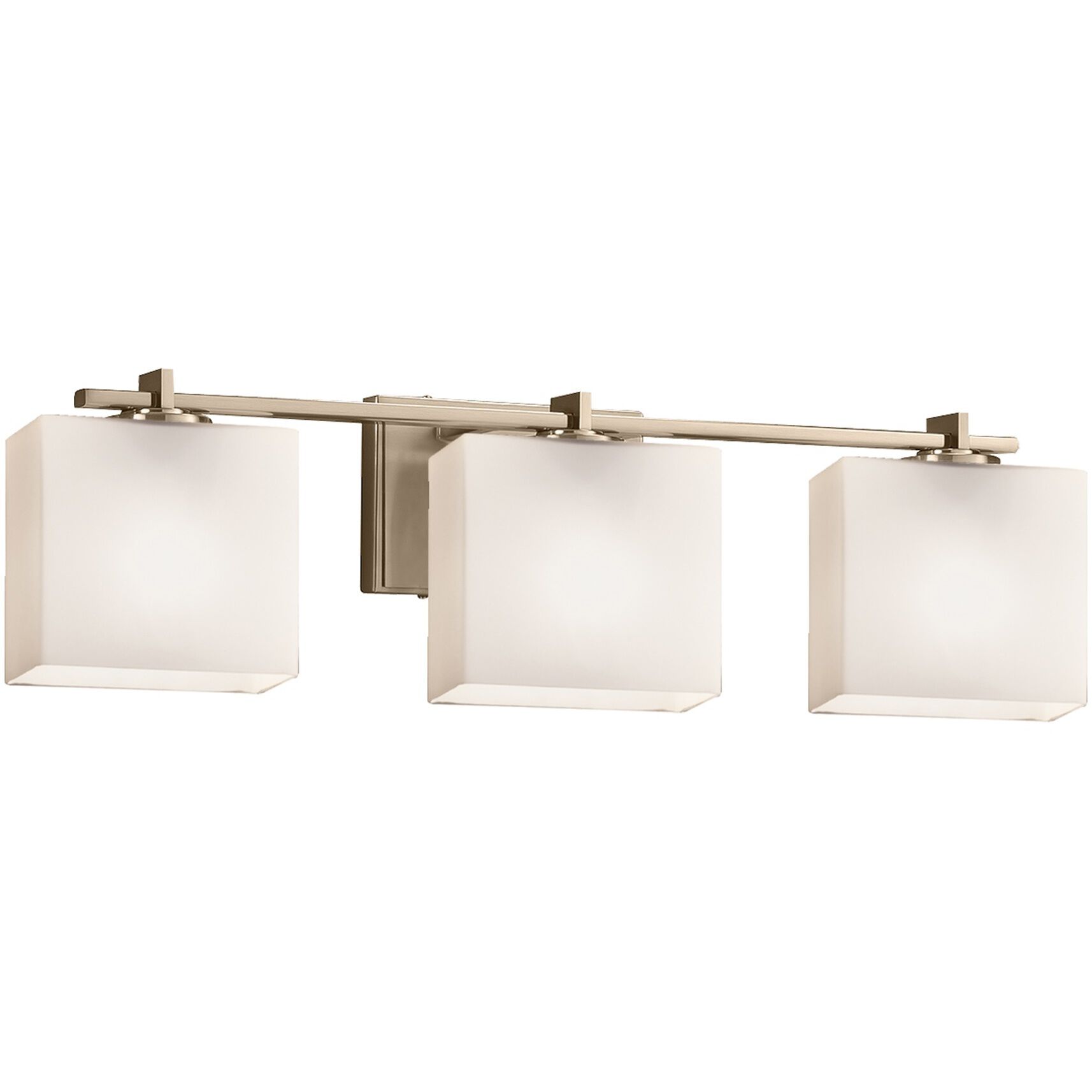 Fusion 25.75 inch Brushed Brass Bath Bar Wall Light in Rectangle, Incandescent, Opal Fusion