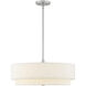 Textile Collection 5 Light 22 inch Brushed Nickel Pendant Ceiling Light in Cream, Classic Family