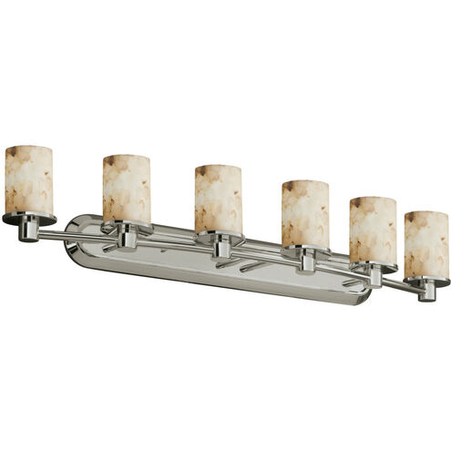 Alabaster Rocks 6 Light 43.75 inch Brushed Nickel Bath Bar Wall Light in Incandescent, Cylinder
