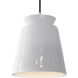 Radiance Collection - Trapezoid LED 7.75 inch Brushed Nickel and Gloss White Pendant Ceiling Light in Dedicated LED, Black, Form+Finish+Function