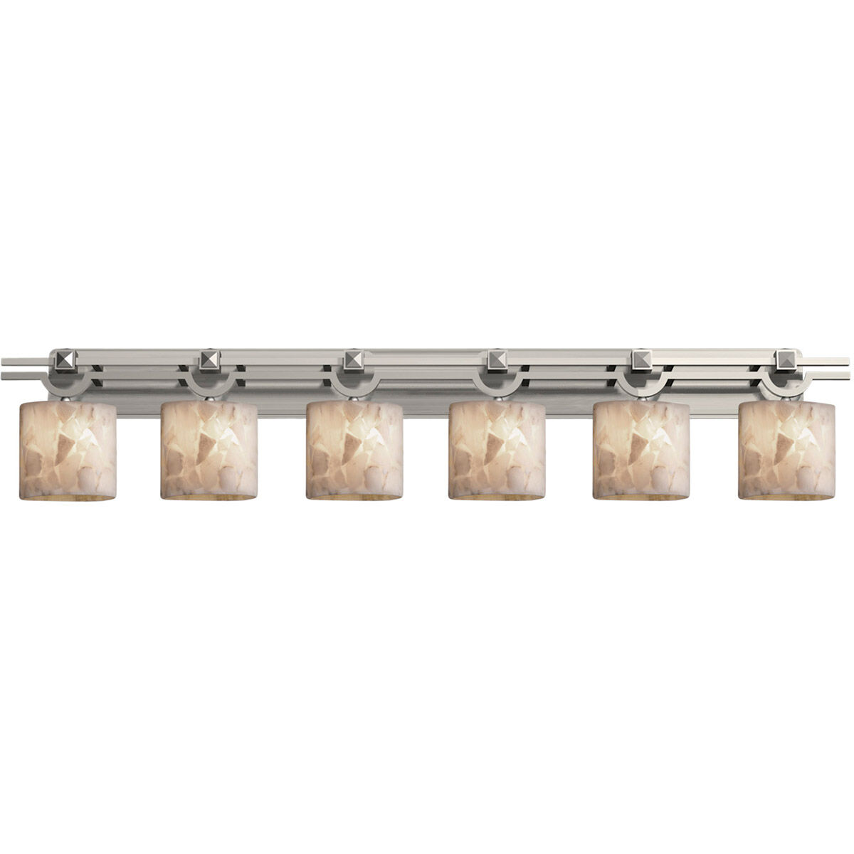 Alabaster Rocks 6 Light 59 inch Brushed Nickel Vanity Light Wall Light in Rectangle, Incandescent