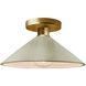 Radiance LED 11.75 inch Celadon Green Crackle and Polished Brass Semi Flush Ceiling Light
