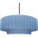 Radiance Collection - Pleated Tier Pendant Ceiling Light in Brushed Nickel, Black Cord, Replaceable Bulb, Sky Blue, 16.25W x 6H, Form+Finish+Function
