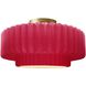 Radiance Collection - Pleated Tier 1 Light 16.5 inch Cerise and Brushed Brass Semi-Flush Ceiling Light in Replaceable Bulb, 16.5W x 8H, Form+Finish+Function