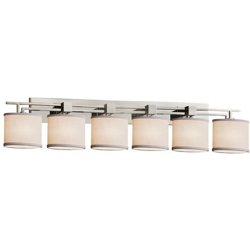 Textile 6 Light 56 inch Brushed Nickel Bath Vanity Light Wall Light, Aero Family, Choices