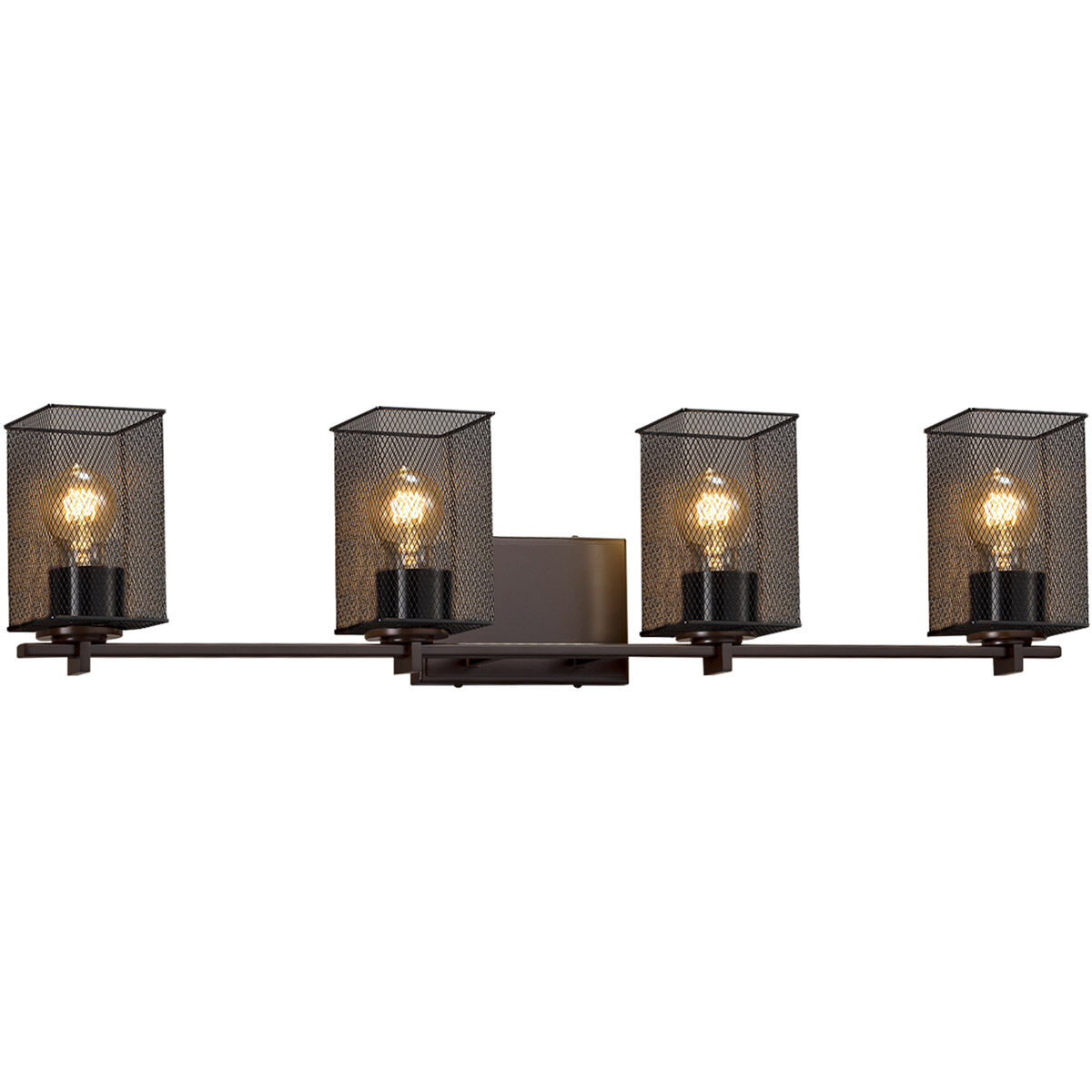 Wire Mesh 4 Light 36.75 inch Matte Black Bath/Vanity Wall Light in Oval