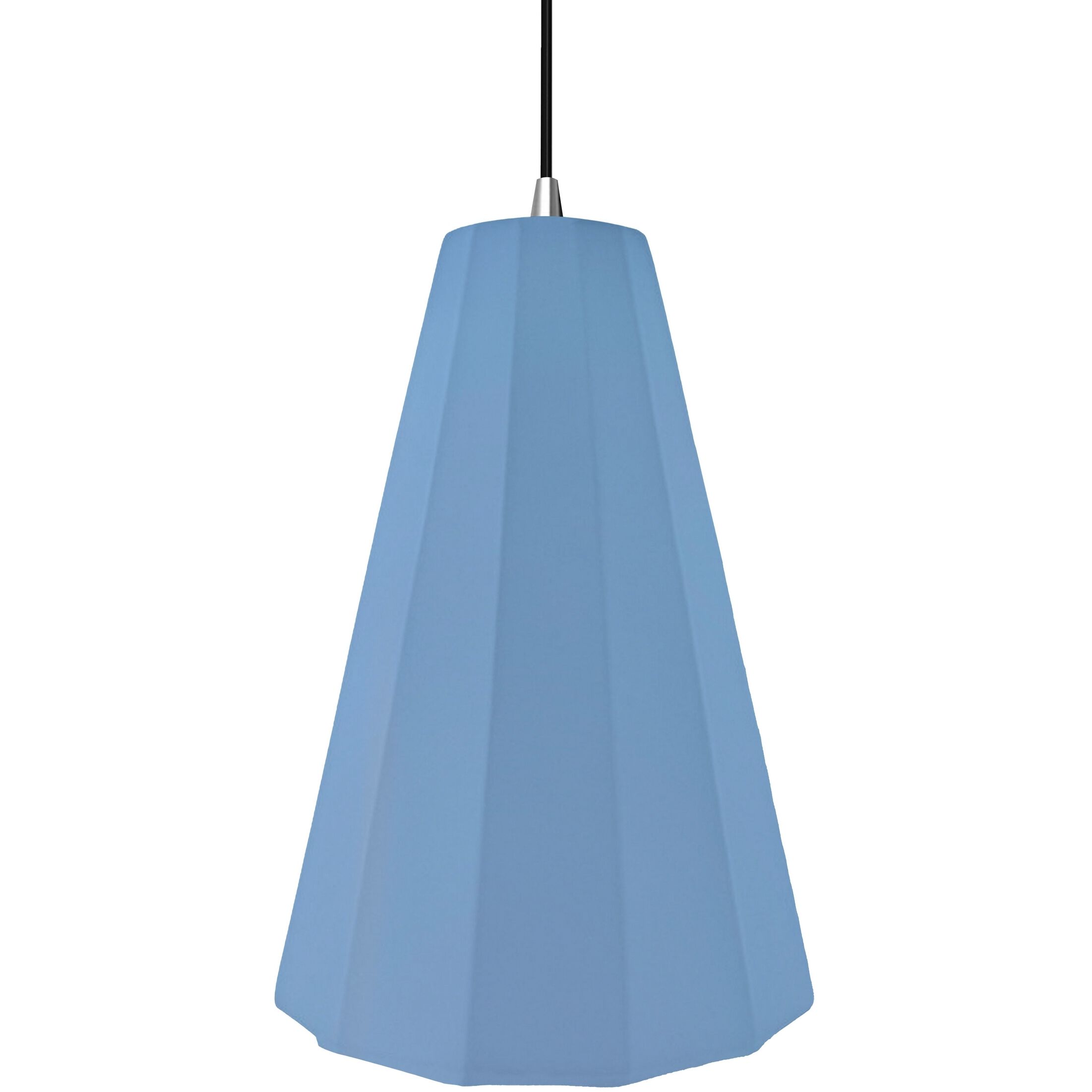 Radiance Collection - Fluted Pendant Ceiling Light in Polished Chrome, Dedicated LED, Black Cord, Sky Blue, 9W x 13H, Form+Finish+Function
