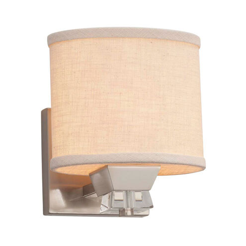 Textile Wall Sconce Wall Light in 700 Lm LED, Polished Chrome, White, Oval