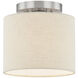 Textile Collection 1 Light 8 inch Brushed Nickel Semi Flush Ceiling Light in Cream (CandleAria), Classic Family