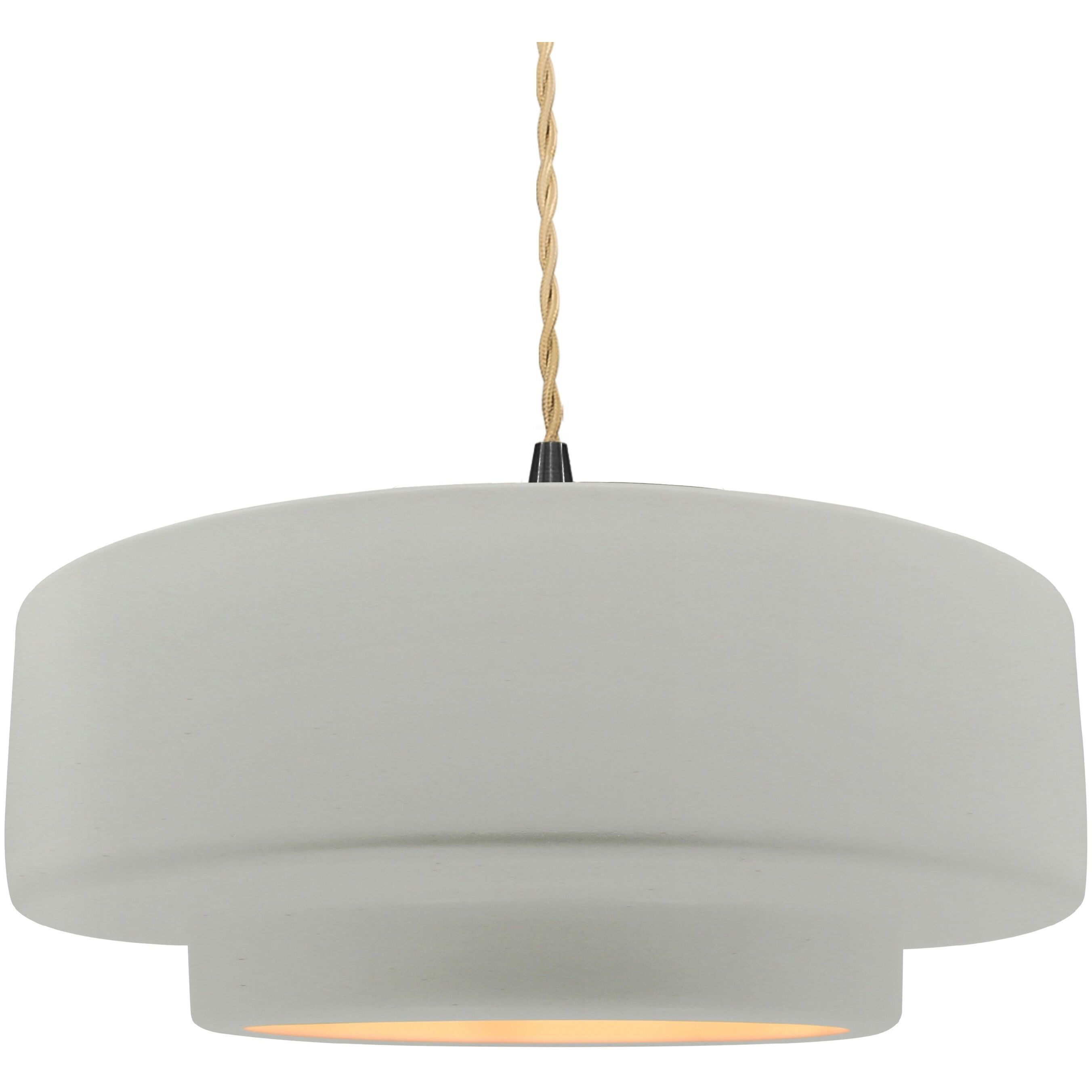 Radiance Collection - Tier Pendant Ceiling Light in Matte Black, Dedicated LED, Beige Twist Cord, Matte White/Champagne Gold, 16.25W x 6H, Form+Finish+Function
