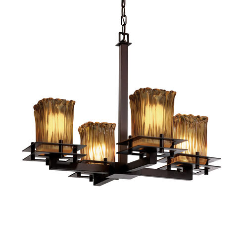 Veneto Luce LED 25 inch Brushed Nickel Chandelier Ceiling Light in 2800 Lm LED, Clear Textured (Veneto Luce), Square with Rippled Rim, Metropolis