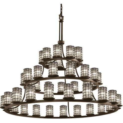 Wire Glass 45 Light 60 inch Dark Bronze Chandelier Ceiling Light in Grid with Clear Bubbles, Incandescent