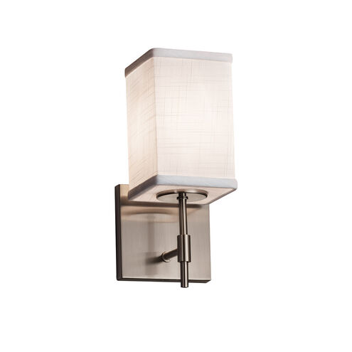 Textile LED 4.5 inch Polished Chrome Wall Sconce Wall Light in 700 Lm LED, Cream, Square with Flat Rim