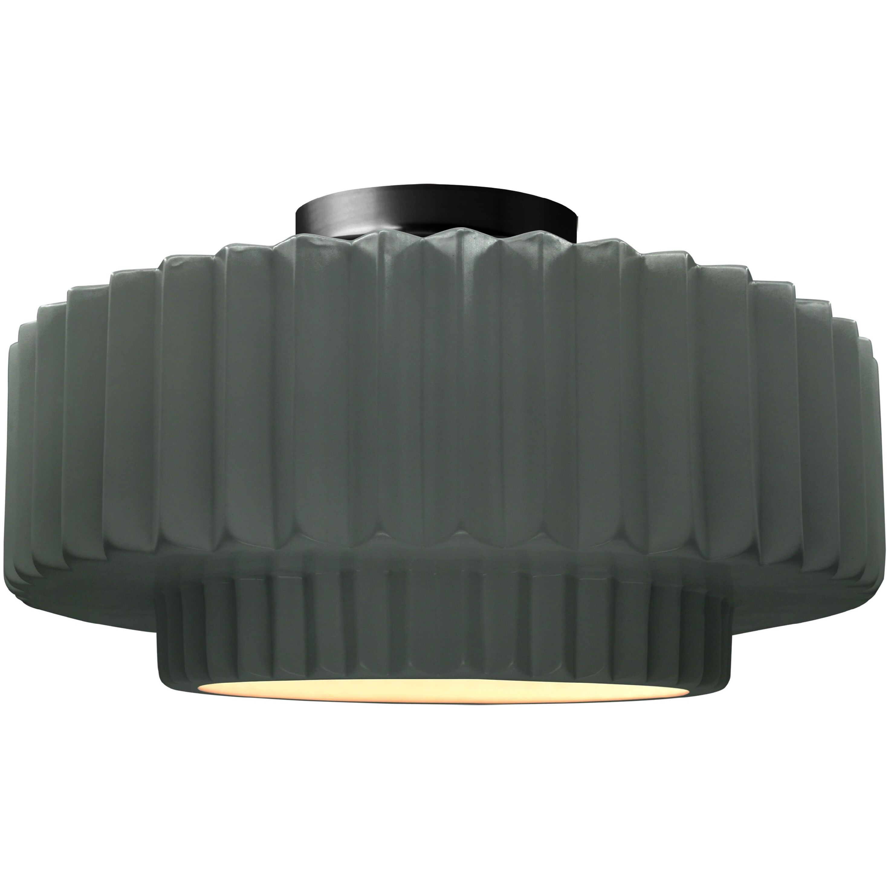 Radiance Collection - Pleated Tier LED 16.5 inch Pewter Green and Matte Black Semi-Flush Ceiling Light in Dedicated LED, 16.5W x 8H, Form+Finish+Function