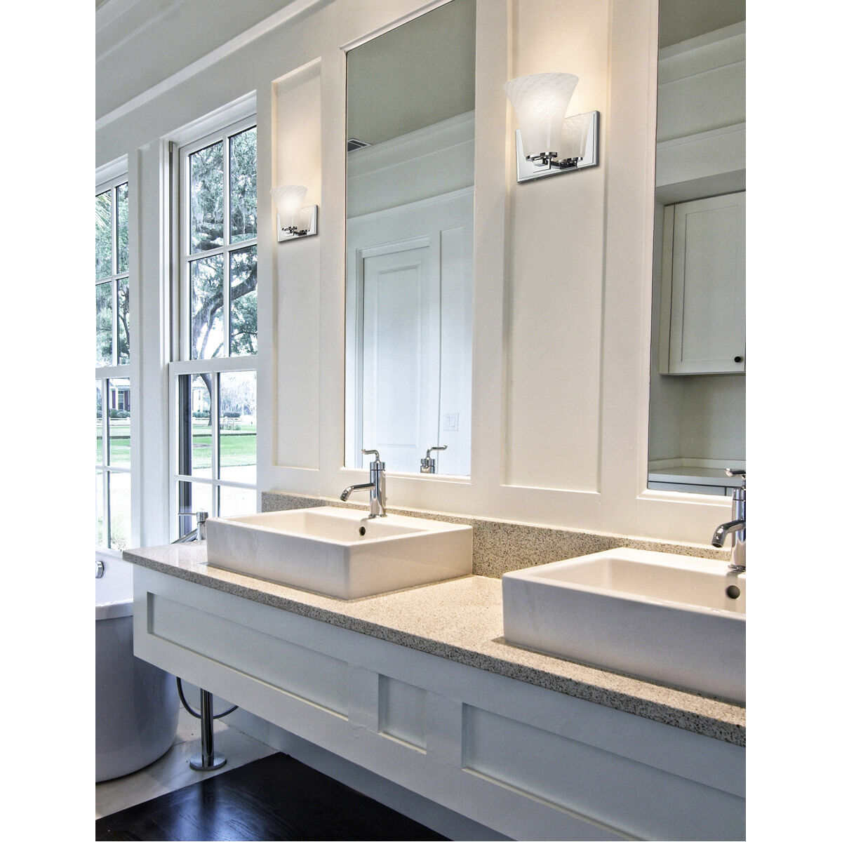 Fusion 2 Light 15.5 inch Brushed Nickel Vanity Light Wall Light in Round Flared, Incandescent, Opal Fusion