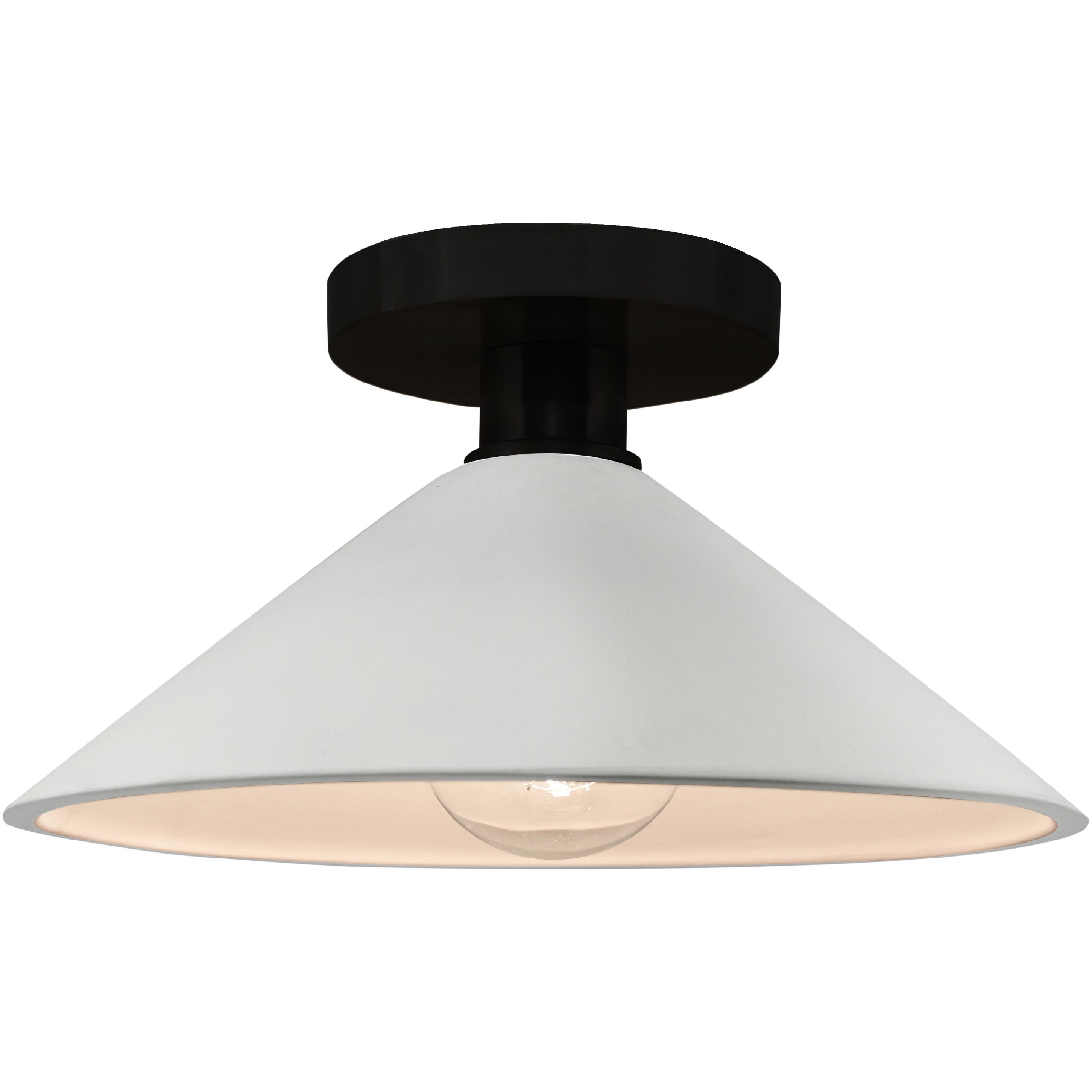 Radiance 1 Light 11.75 inch Bisque and Matte Black Semi Flush Ceiling Light