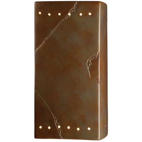 Ambiance Rectangle LED 7.25 inch Hammered Polished Brass Wall Sconce Wall Light, Large