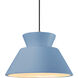 Radiance Collection - Trapezoid 14 inch Sky Blue and Polished Chrome Pendant Ceiling Light in Dedicated LED, Black, Form+Finish+Function