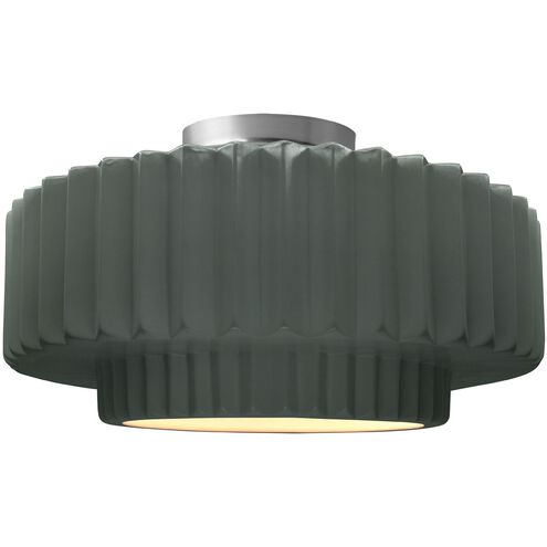 Radiance 1 Light 14.5 inch Pewter Green and Brushed Nickel Semi Flush Ceiling Light