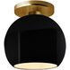 Radiance 1 Light 10 inch Gloss Black and Brushed Brass Semi Flush Ceiling Light