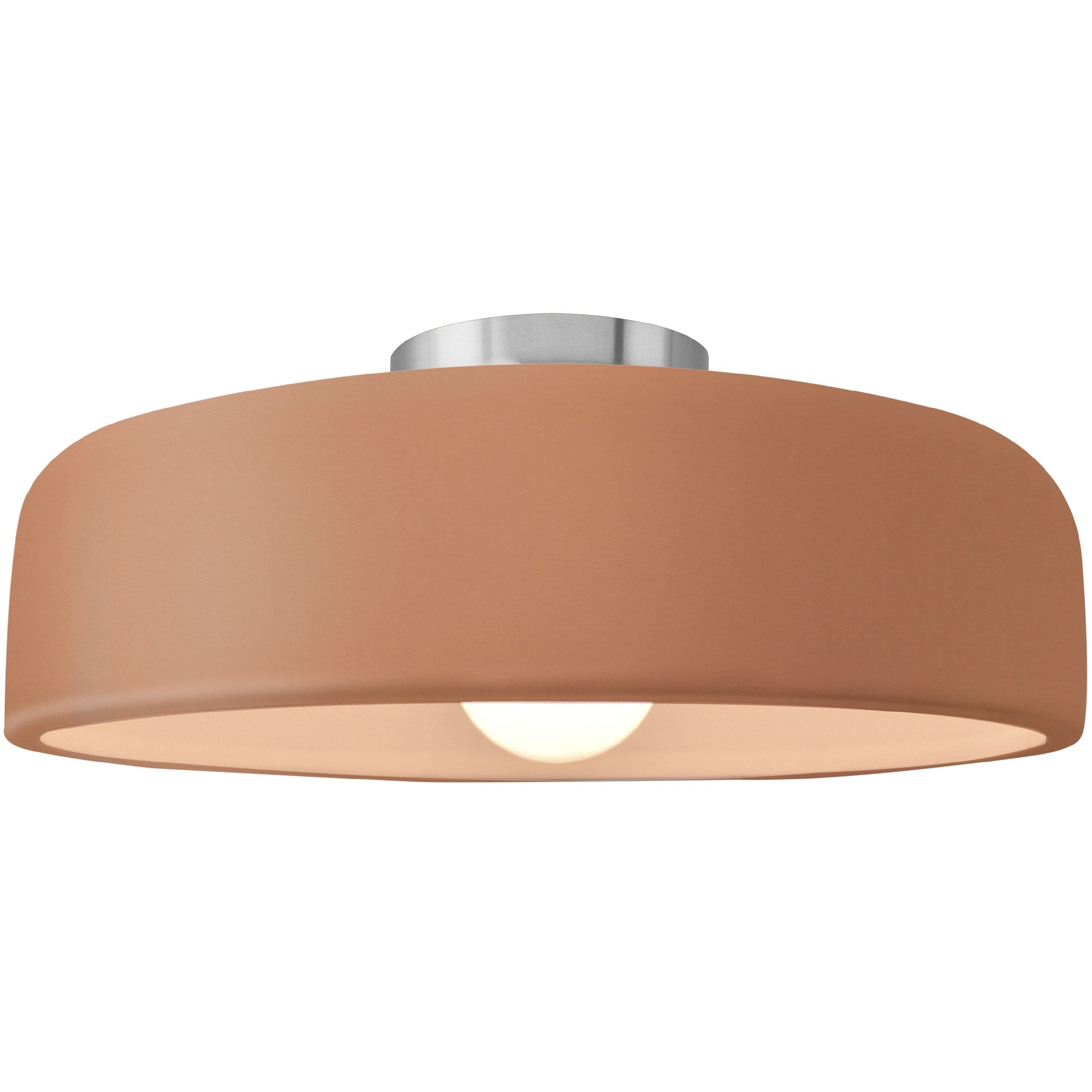 Radiance Collection - Spire LED 16 inch Adobe and Brushed Nickel Semi-Flush Ceiling Light in Dedicated LED, 16W x 6.5H, Form+Finish+Function