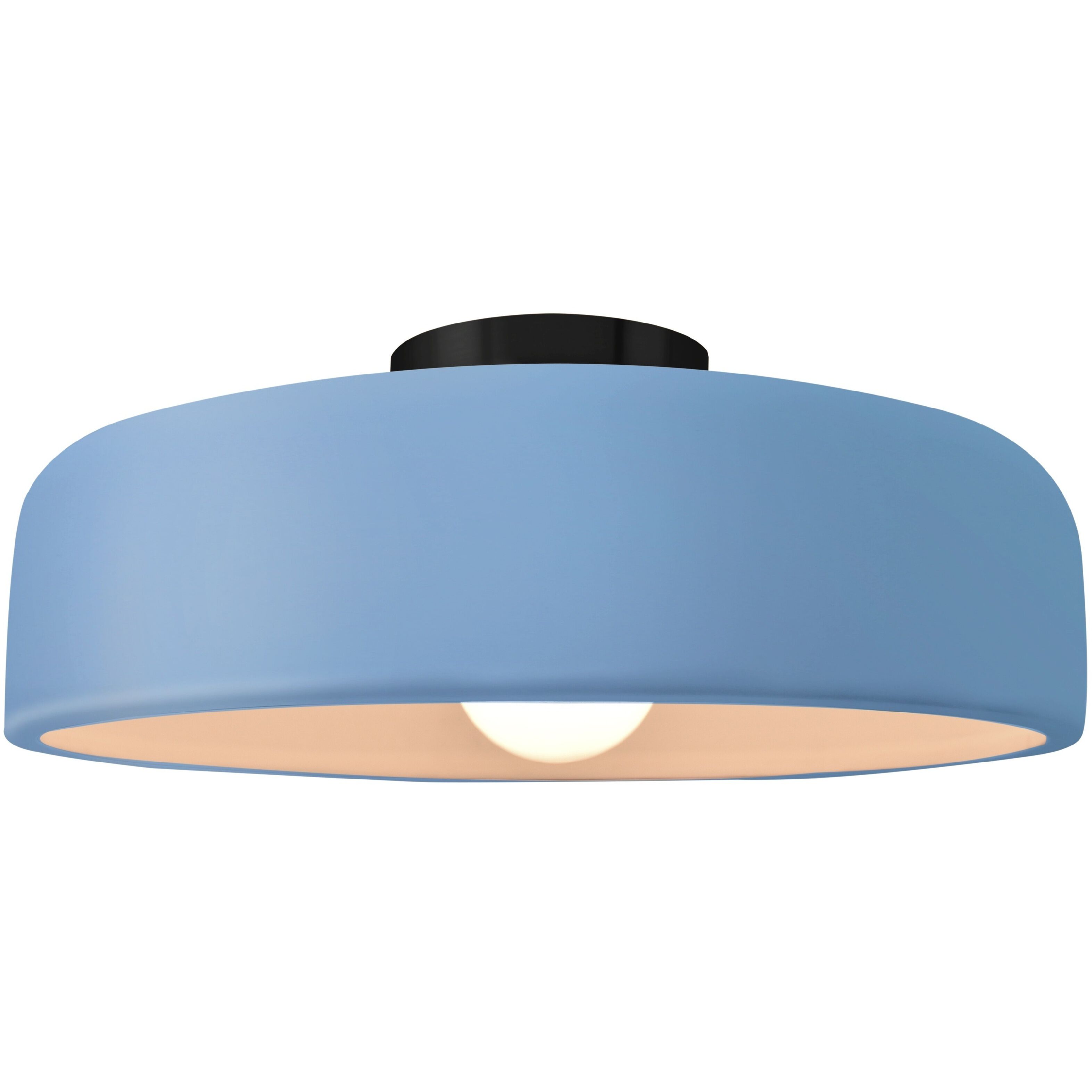 Radiance Collection - Spire LED 16 inch Sky Blue and Matte Black Semi-Flush Ceiling Light in Dedicated LED, 16W x 6.5H, Form+Finish+Function