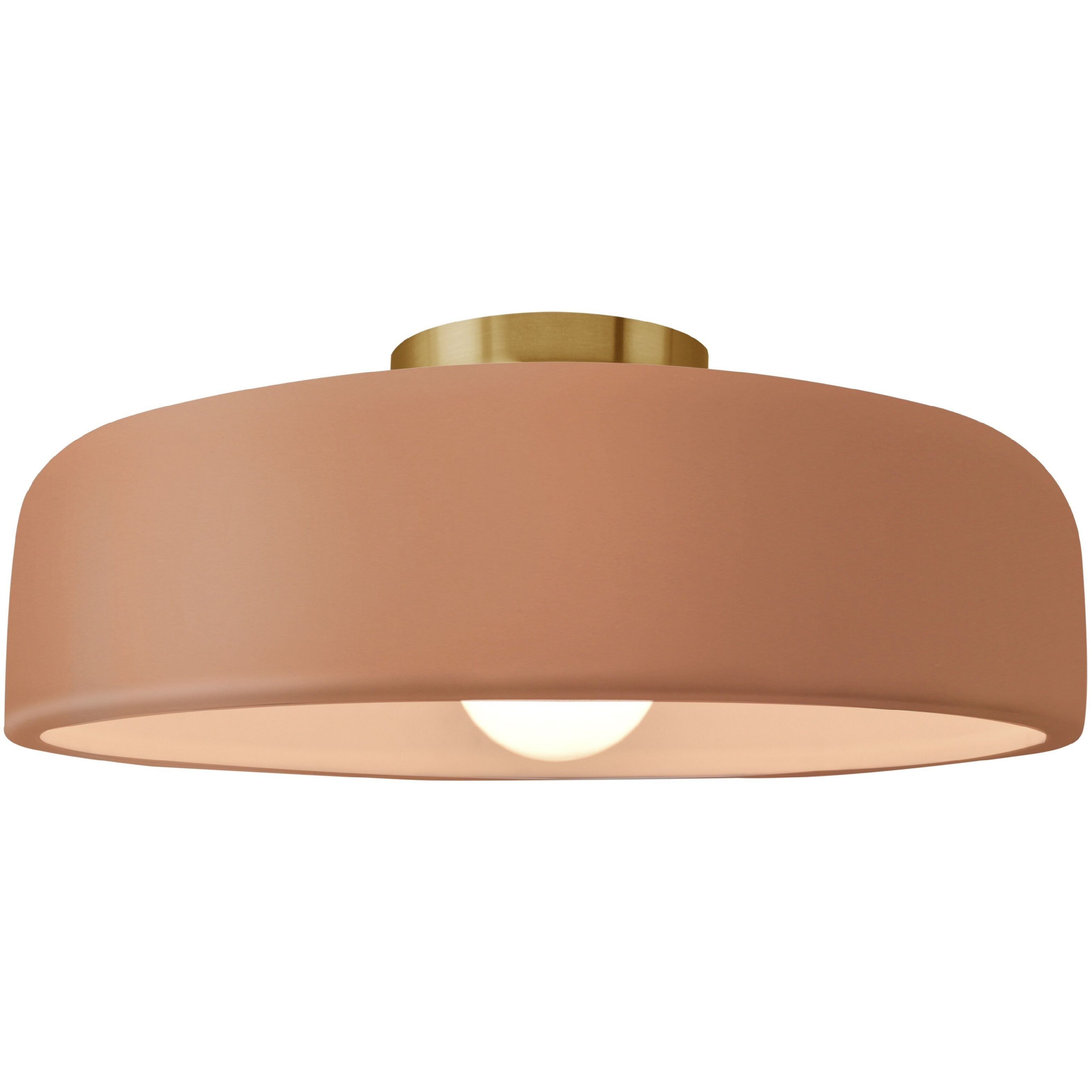 Radiance Collection - Spire 1 Light 16 inch Adobe and Brushed Brass Semi-Flush Ceiling Light in Replaceable Bulb, 16W x 6.5H, Form+Finish+Function