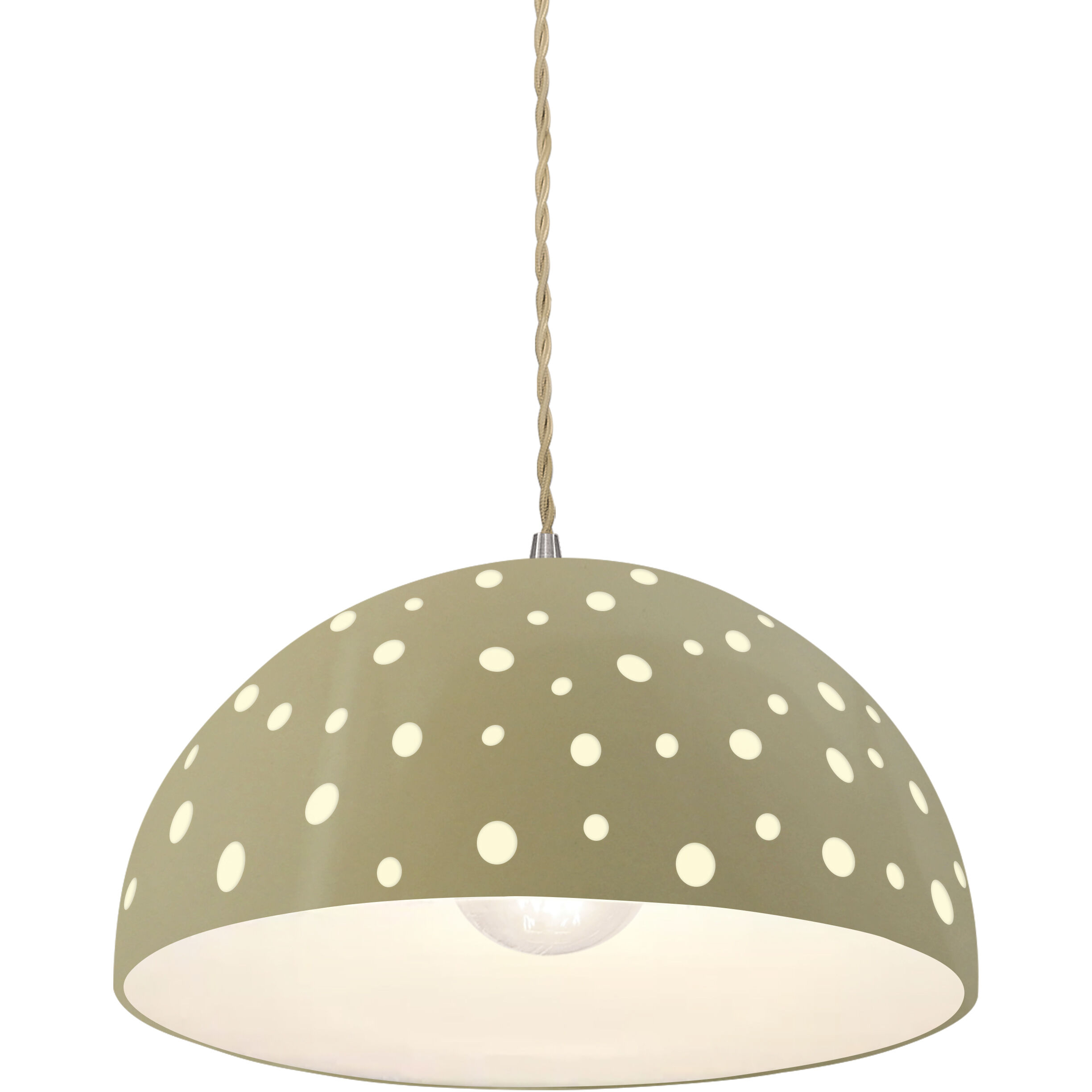 Perforated Dome Pendant Ceiling Light in Dedicated LED, Vanilla Gloss, Form+Finish+Function