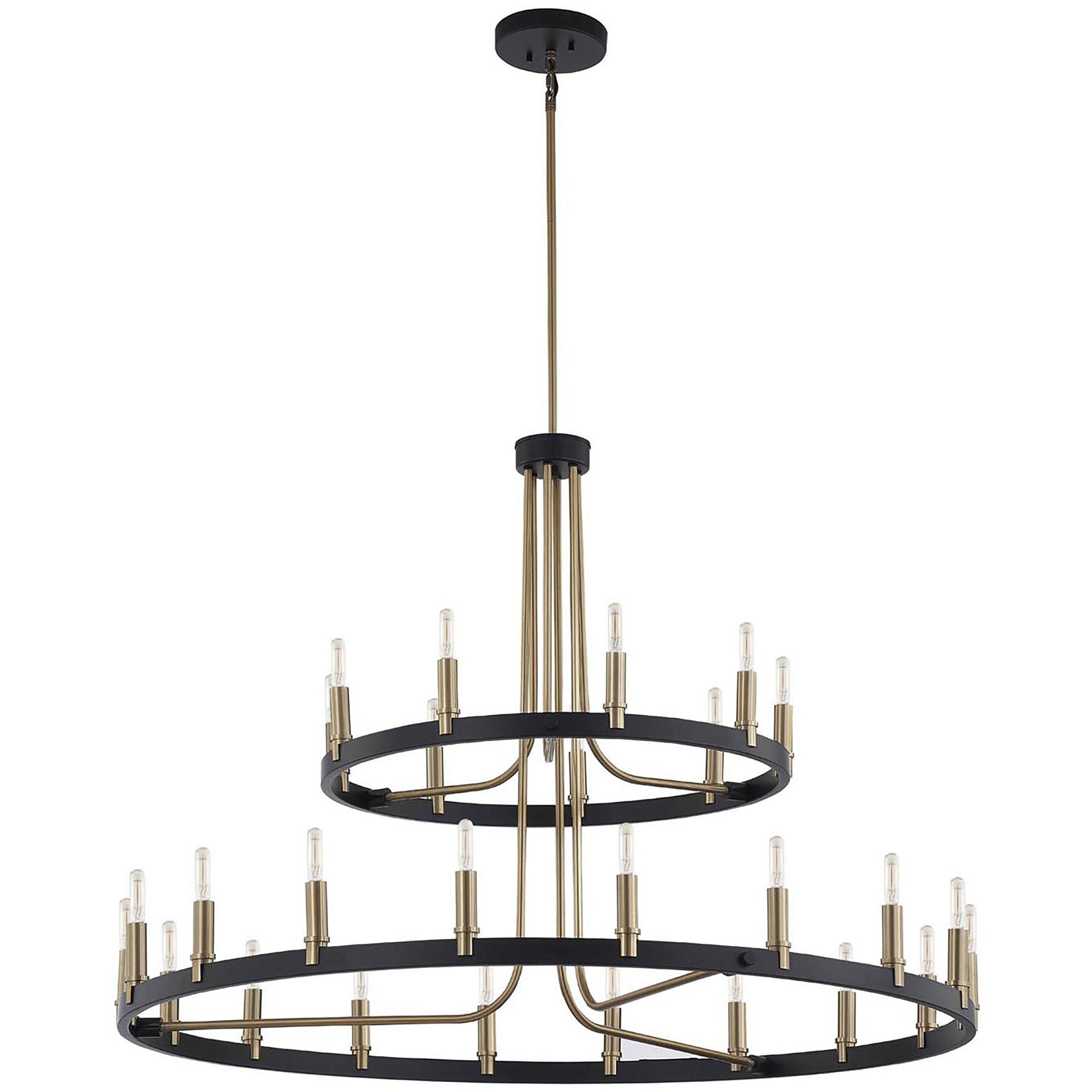 Clayton Family 27 Light 42 inch Matte Black and Brass Accents Chandelier Ceiling Light
