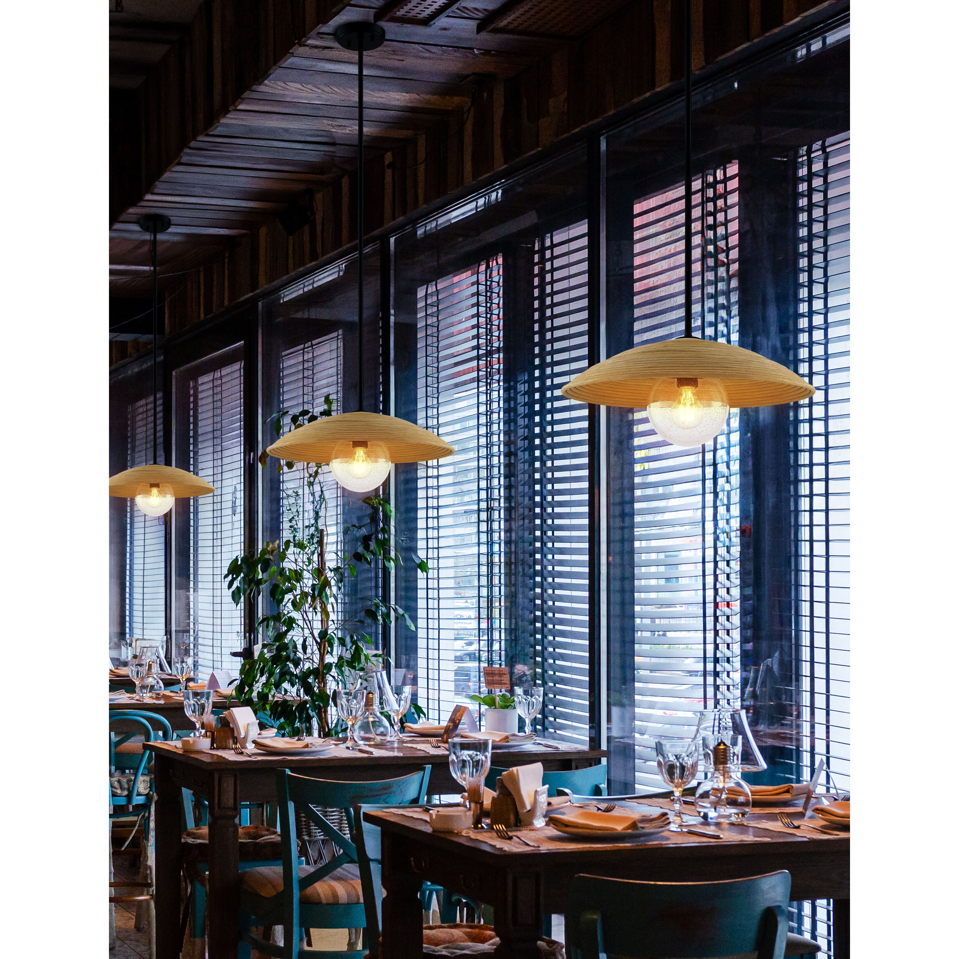 Justice Design Rattan Caribe Rattan Pendant Matte Black