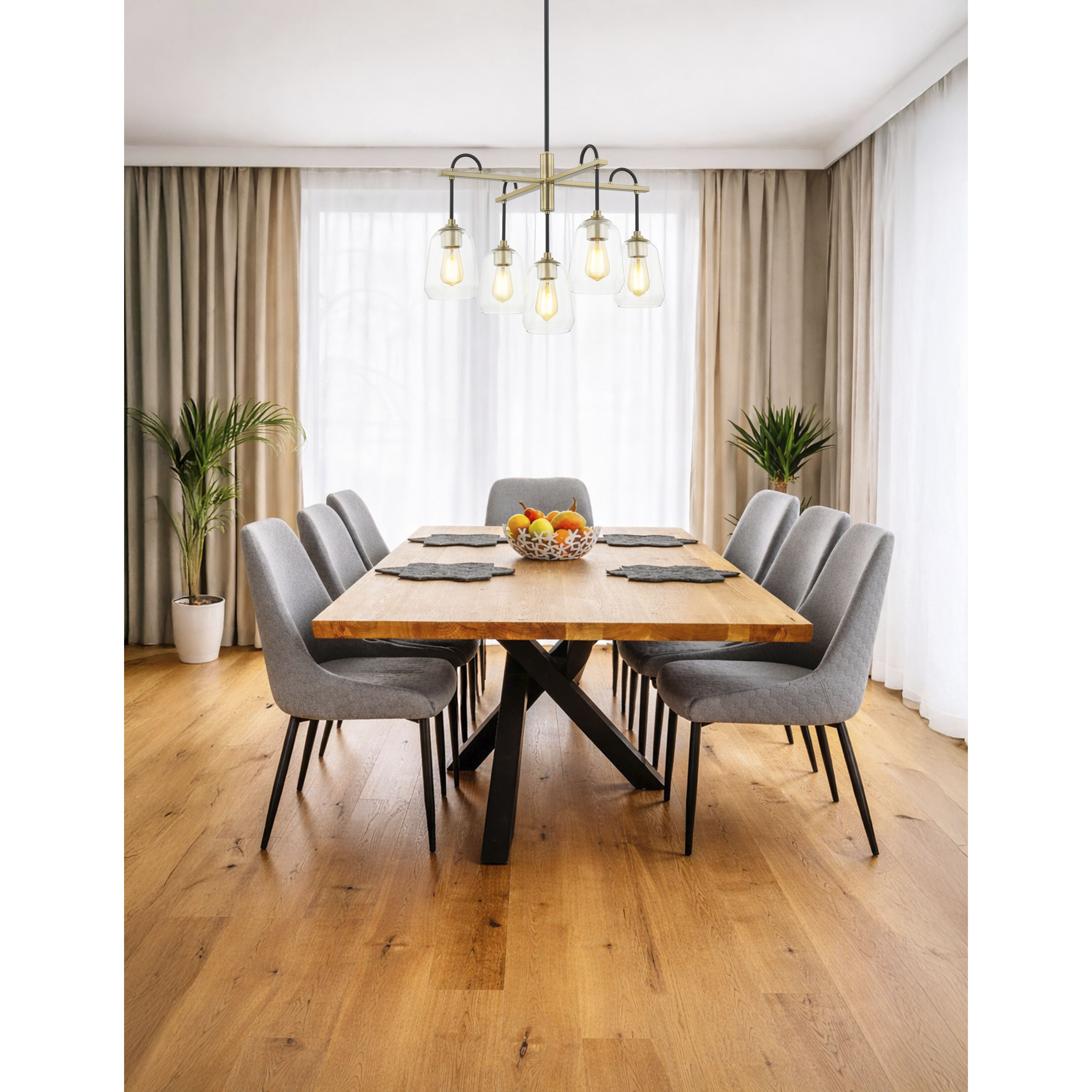 Fusion Collection - Arcwell Family 32 inch Matte Black Chandelier Ceiling Light